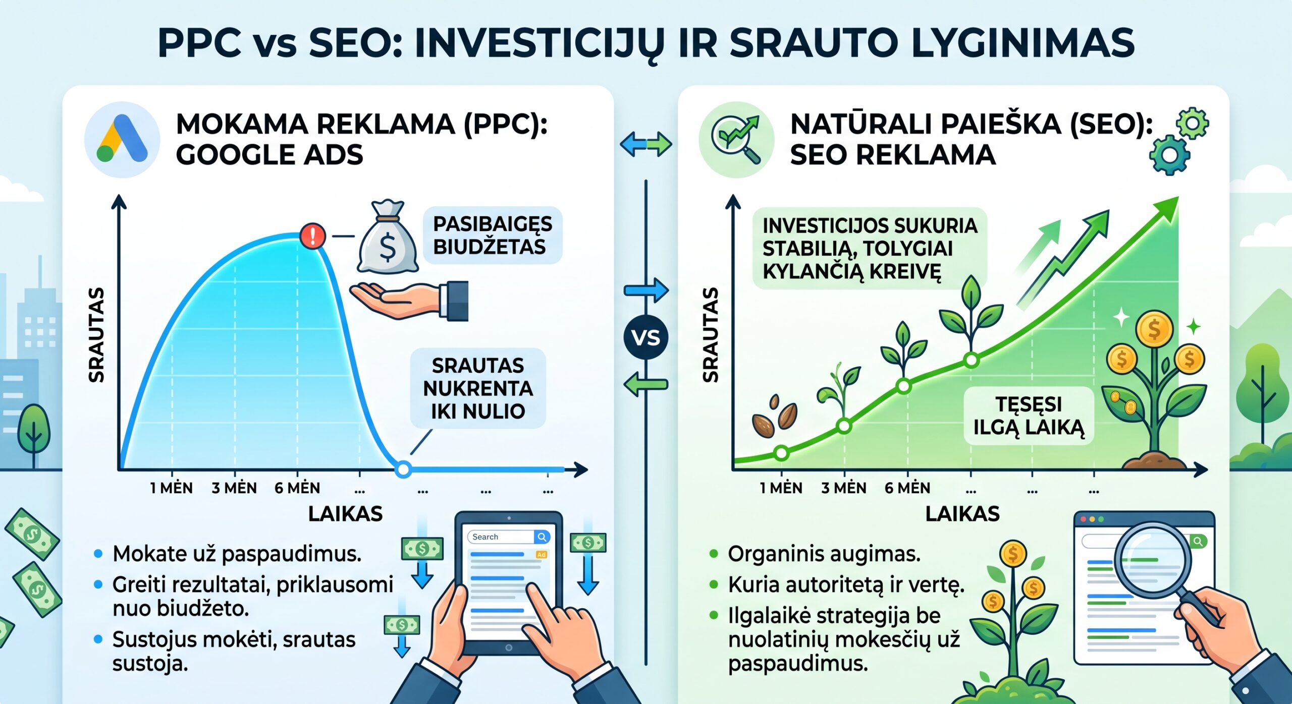 SEO reklama prieš Google Ads