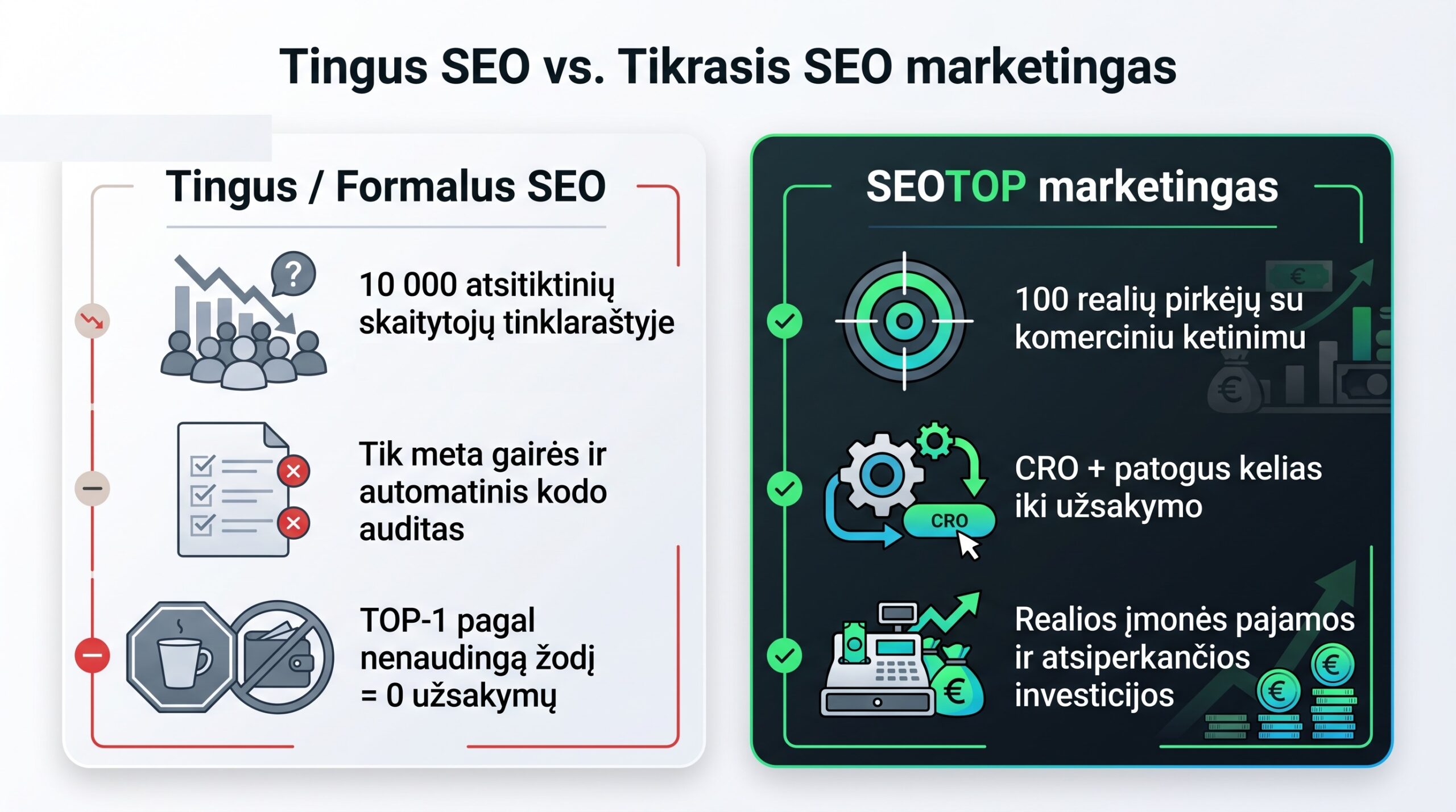 Tingus SEO vs. Tikrasis SEO marketingas